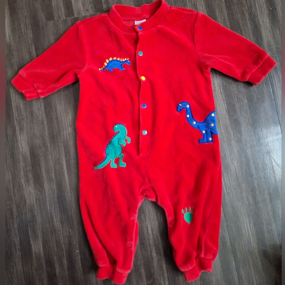 Vintage Embroidered Dinosaur Sleeper- 6months